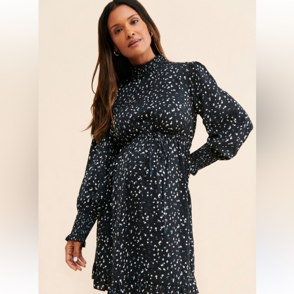 Ingrid + Isabel Maternity Black and White Dot Dress, size small